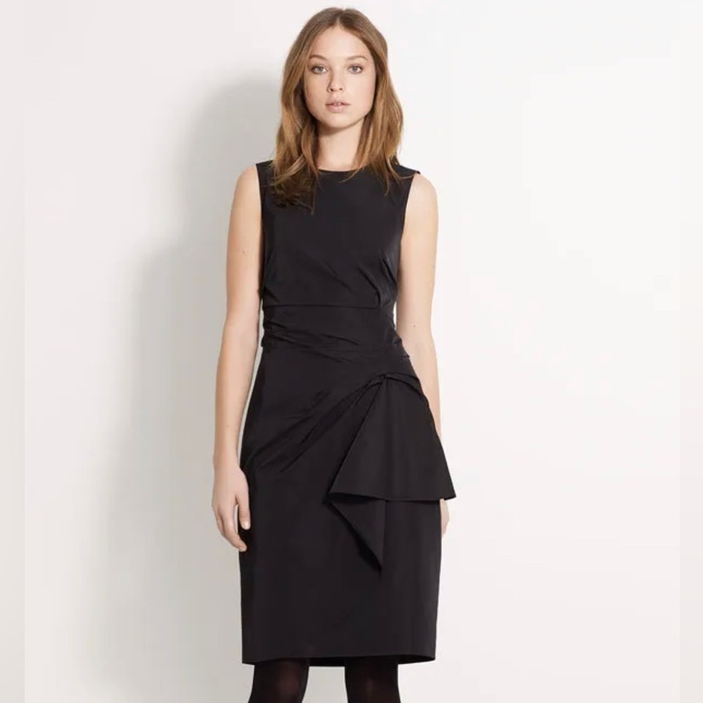 Lida Baday Gathered Black Taffeta Silk Blend Sleeveless Radzimir Dress EUC Sz 2